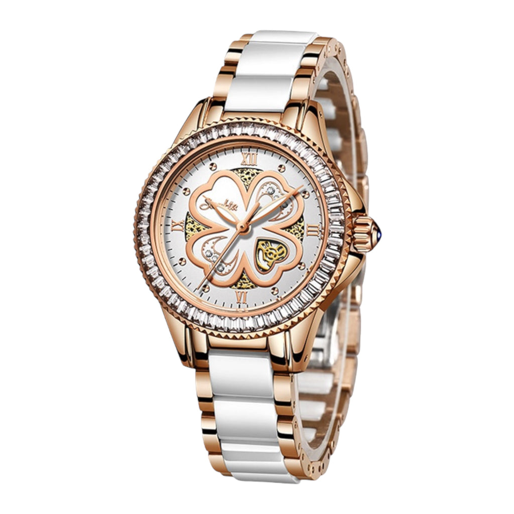 Women Quartz Watches Fashion Luxury Rhinstone Crafted Ceramics Bracelet Wrist Watches Waterproof Women Watch