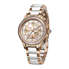 Women Quartz Watches Fashion Luxury Rhinstone Crafted Ceramics Bracelet Wrist Watches Waterproof Women Watch