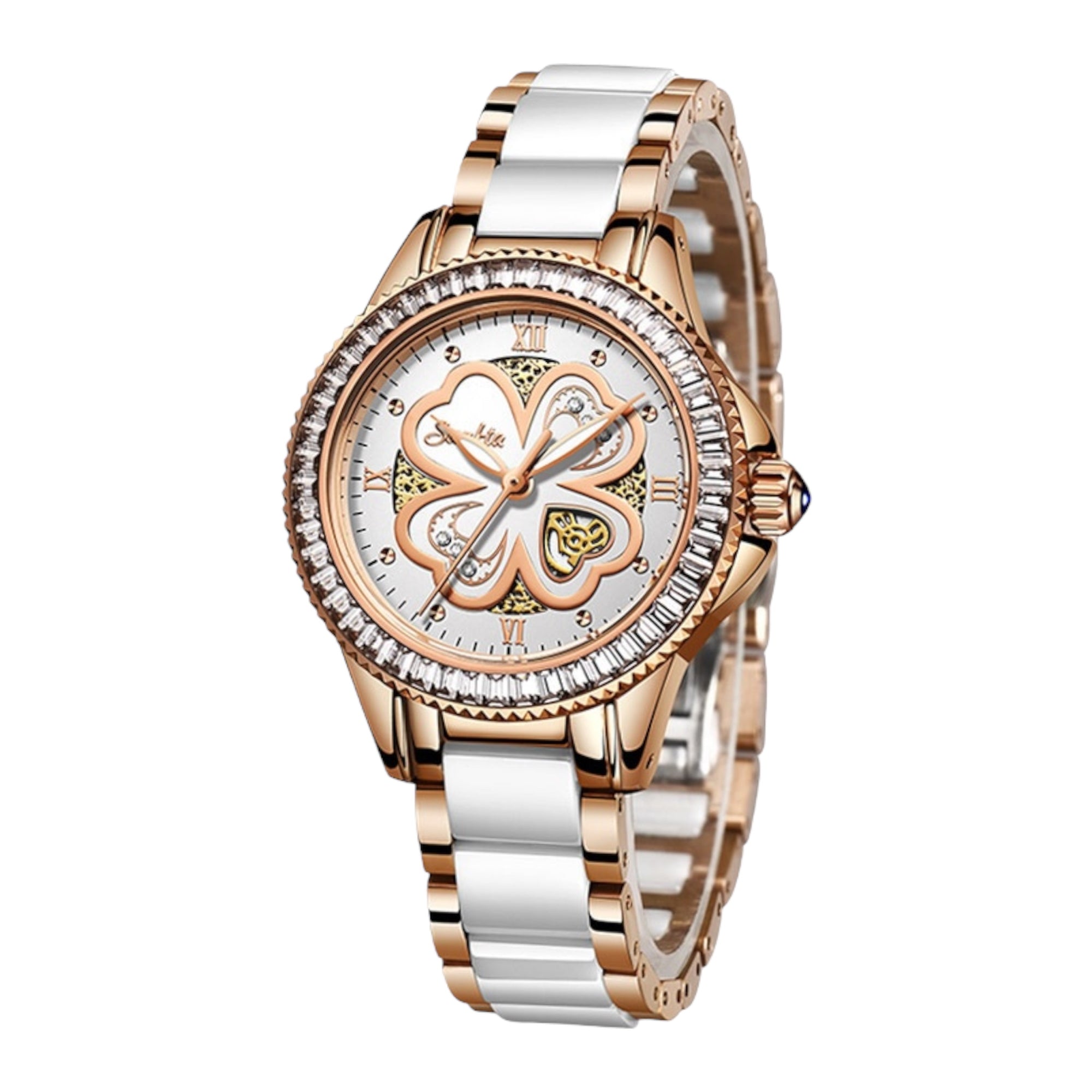 Women Quartz Watches Fashion Luxury Rhinstone Crafted Ceramics Bracelet Wrist Watches Waterproof Women Watch