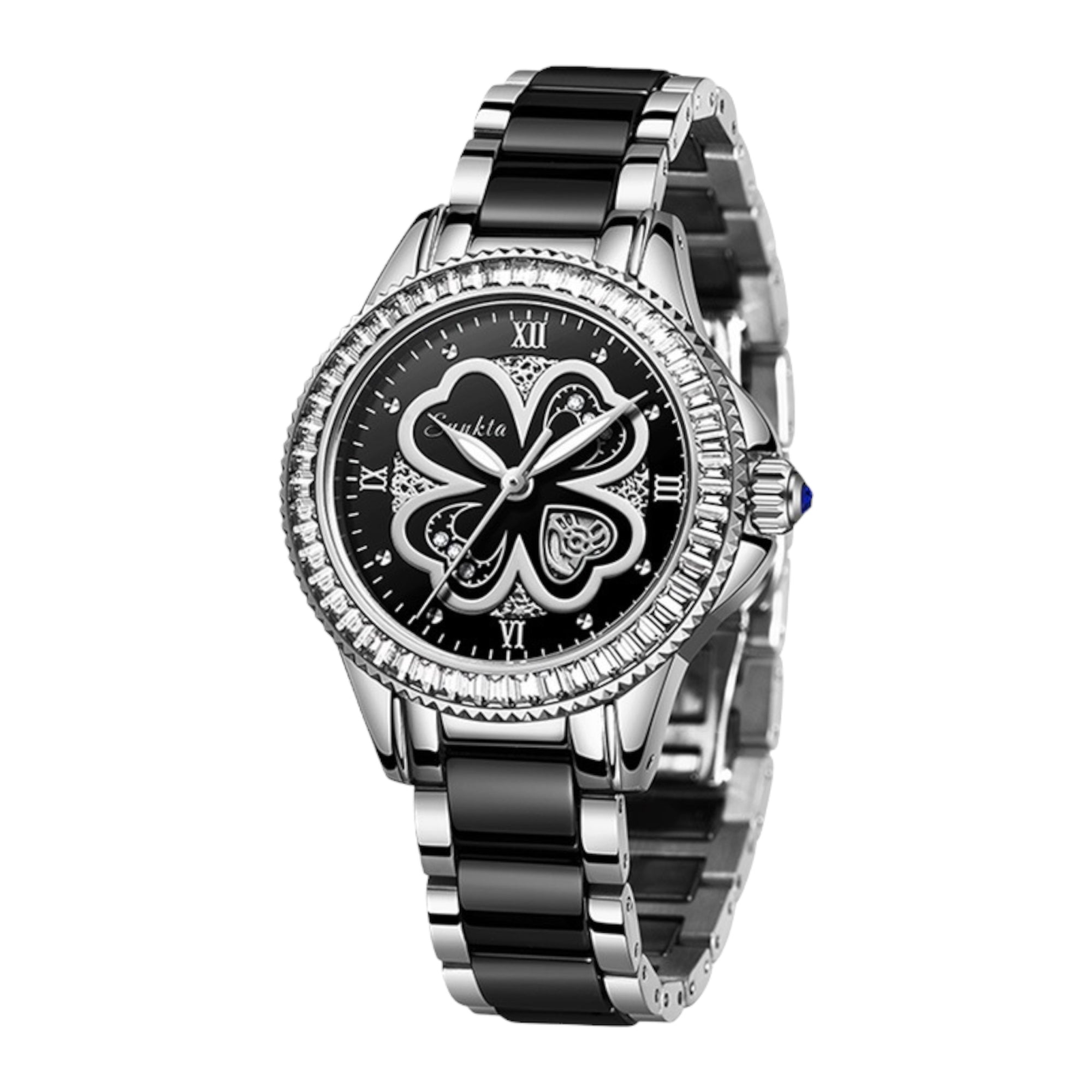 Women Quartz Watches Fashion Luxury Rhinstone Crafted Ceramics Bracelet Wrist Watches Waterproof Women Watch