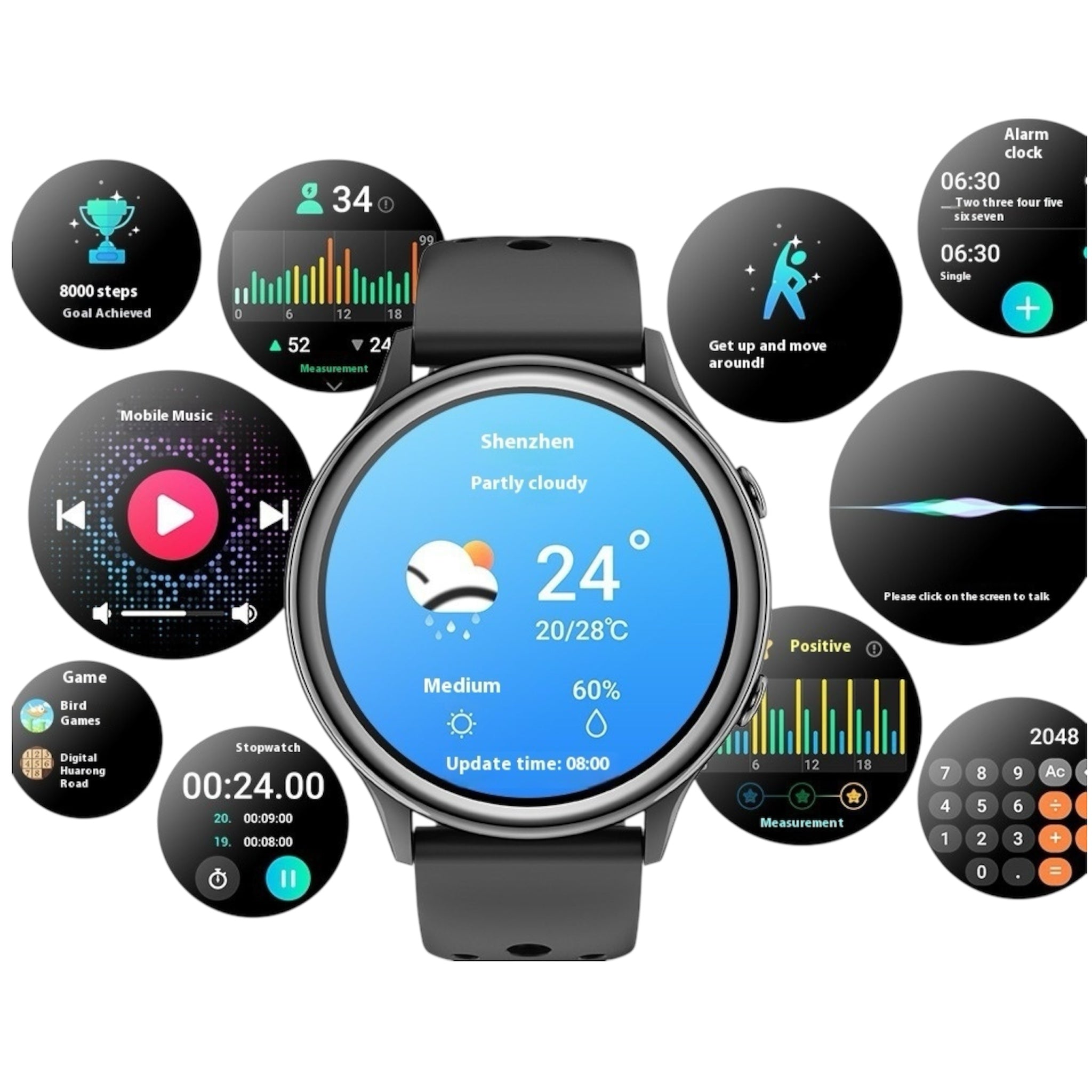 Smart Watch Bluetooth Calling Heart Rate Sleep Monitoring Fitness Track Smart Remindere Multi Sports Mode Smart Watch - Acquisti Online