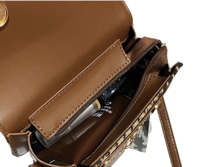 Women's Fashionable Simple Crossbody Shoulder Bag Zipper Pocket Polyester Texture Small Square Crossbody Shoulder Bag