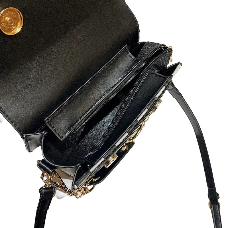 Women's Fashionable Simple Crossbody Shoulder Bag Zipper Pocket Polyester Texture Small Square Crossbody Shoulder Bag