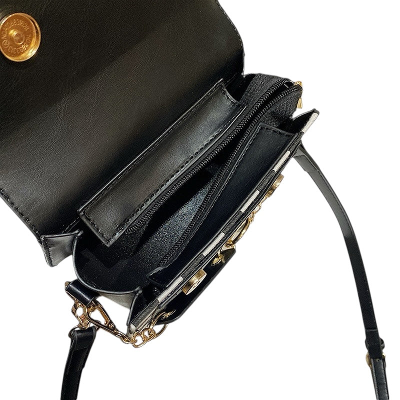 Women's Fashionable Simple Crossbody Shoulder Bag Zipper Pocket Polyester Texture Small Square Crossbody Shoulder Bag
