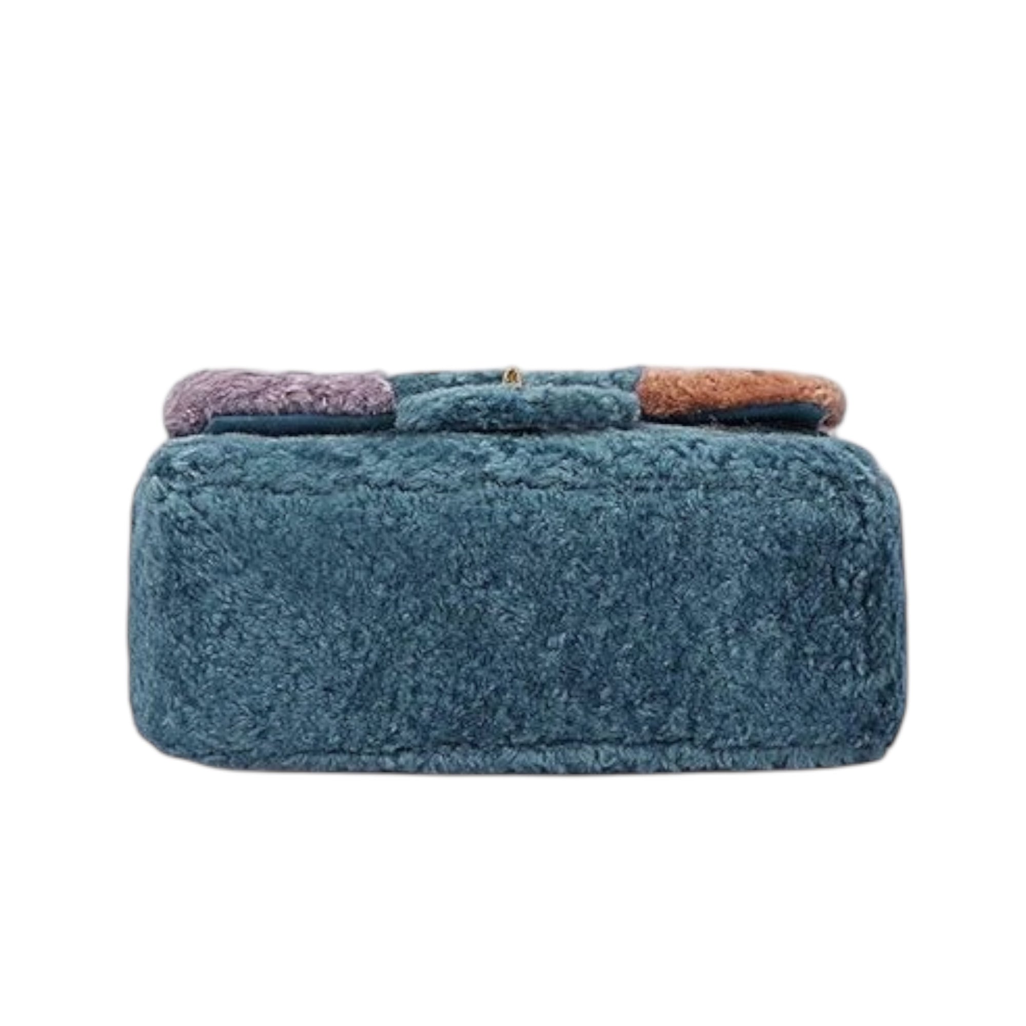 Women's Fashionable Faux Wool Shoulder Messenger Crossbody Handbag for Ladies Combination Color Women's Shoulder Bag