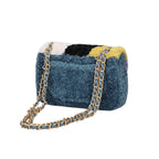 Women's Fashionable Faux Wool Shoulder Messenger Crossbody Handbag for Ladies Combination Color Women's Shoulder Bag