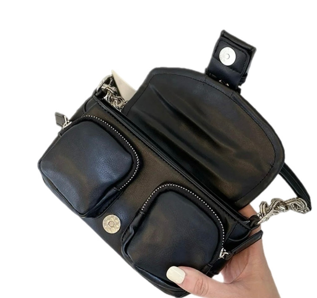 Women's Niche Design Mini Retro Ring Chain Underarm Bag Fashion Magnetic Buckel Small Square Women Handbag