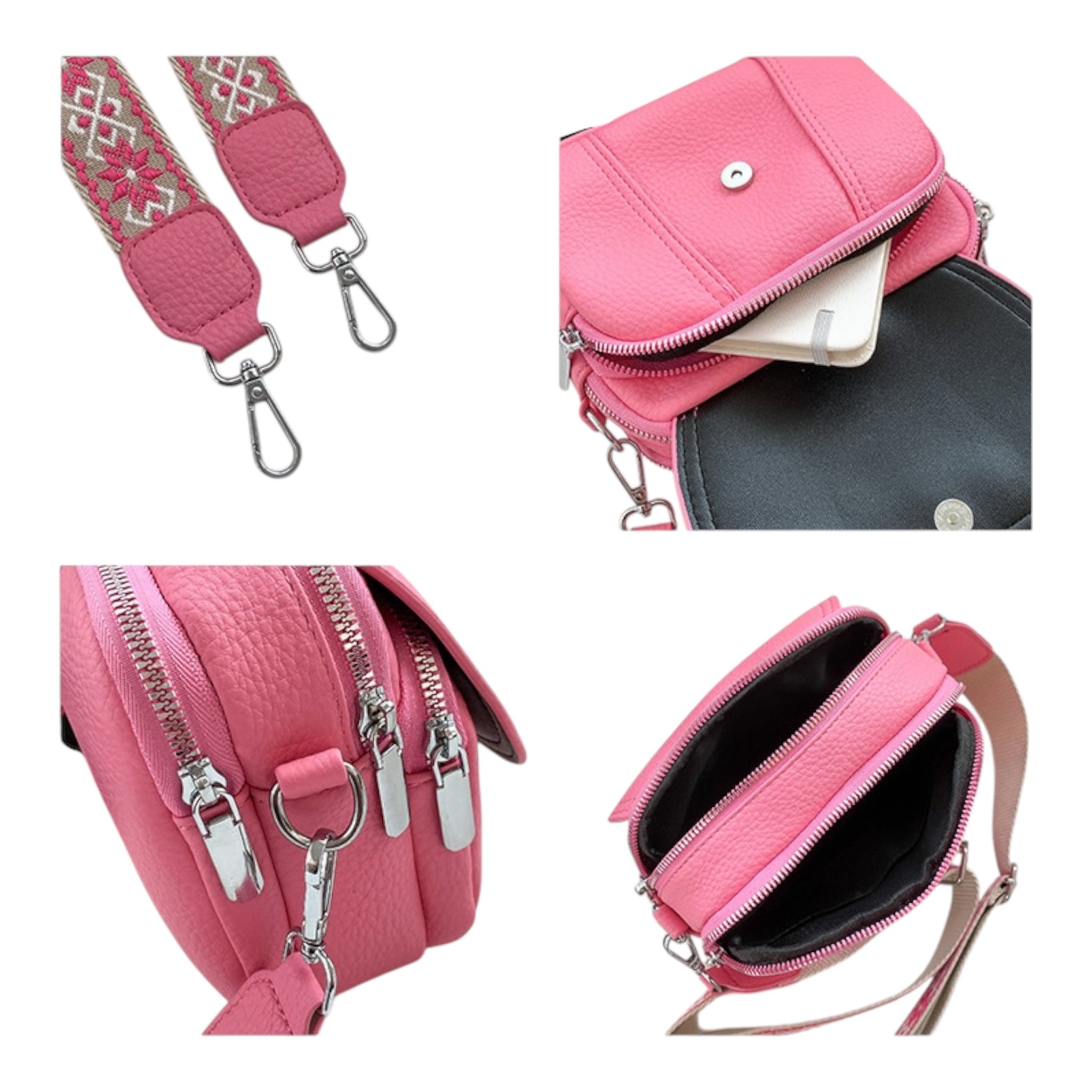 Eenvoudige crossbodytas voor dames, PU-leer, schouderband met meerdere zakken, grote capaciteit, modieuze schoudertas voor dames
