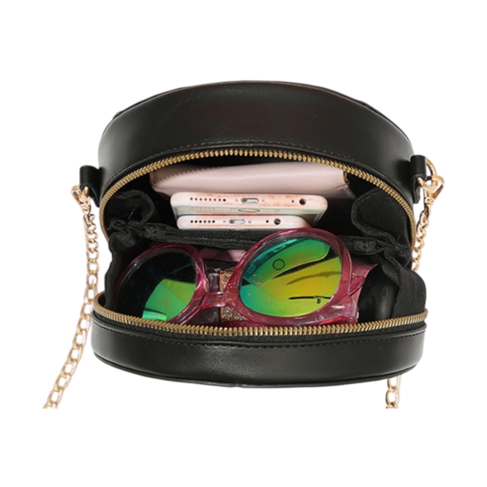 Kleine ronde tas voor dames, grote capaciteit, schoudertas voor dames, modieuze kettingriem, crossbodytas voor dames