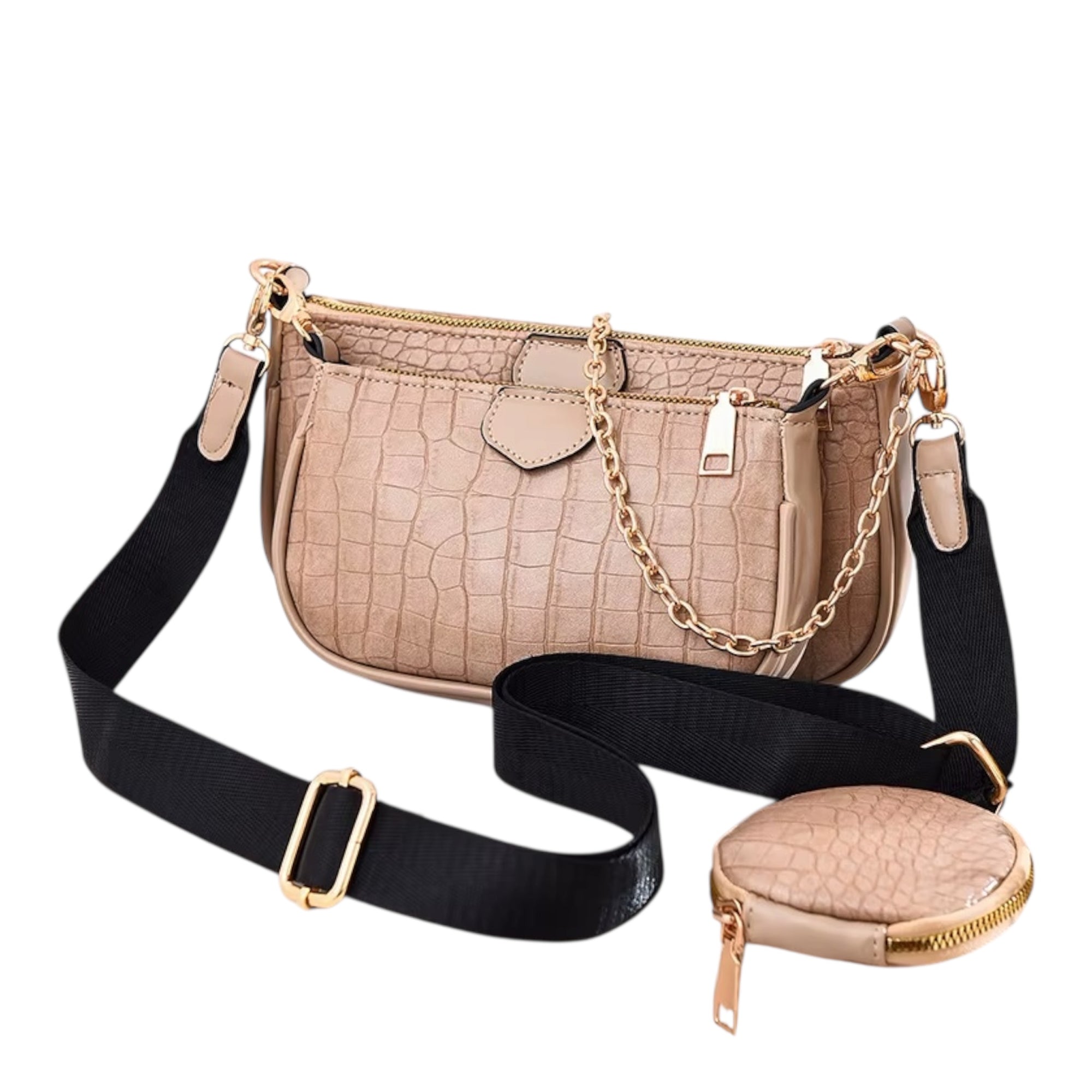 Women's Shoulder Bag Two Part Multi Pocket Large Capacity Fashionable Crossbody Bag Women's Shoulder Messenger Bag