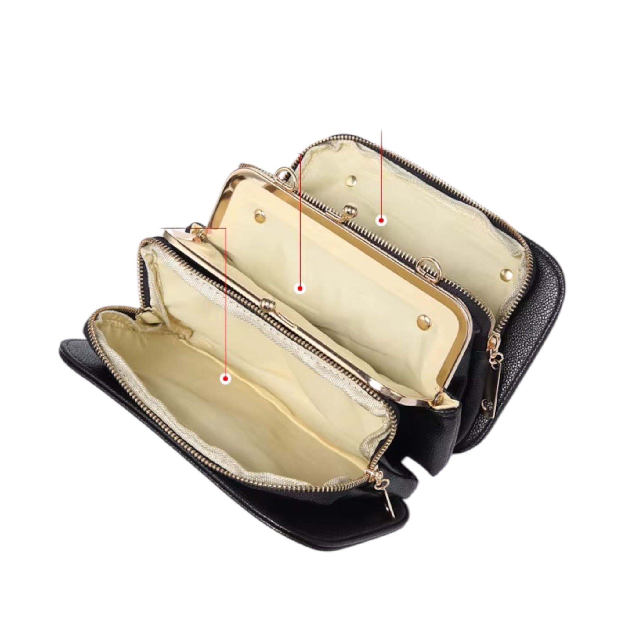 Damestas Enkele schouder diagonaal crossbody tas Meerdere zakken Grote capaciteit Originele leren dames schoudertas