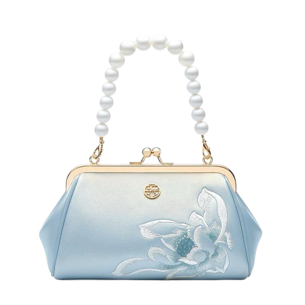 Fashionable Women's Cowhide Small Handbag Large Capacity Party Bag Embroidery Flowers Design Luxury Women's Handbag