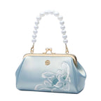 Fashionable Women's Cowhide Small Handbag Large Capacity Party Bag Embroidery Flowers Design Luxury Women's Handbag