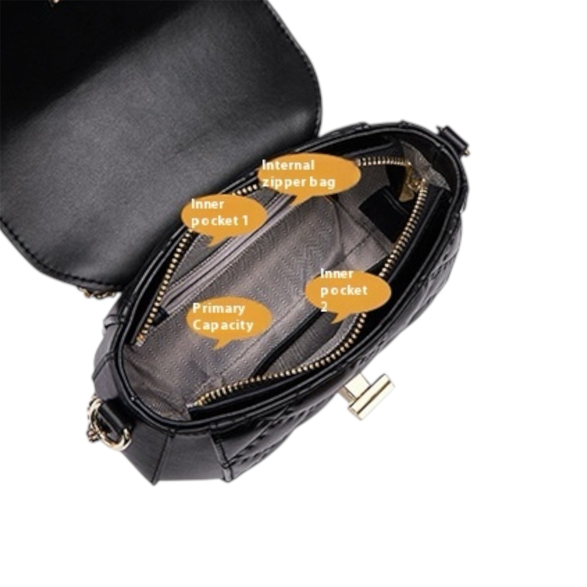 Schoudertas voor dames, grote capaciteit, echt leer, klep in de schoudertas met ketting, modieuze schoudertas voor dames