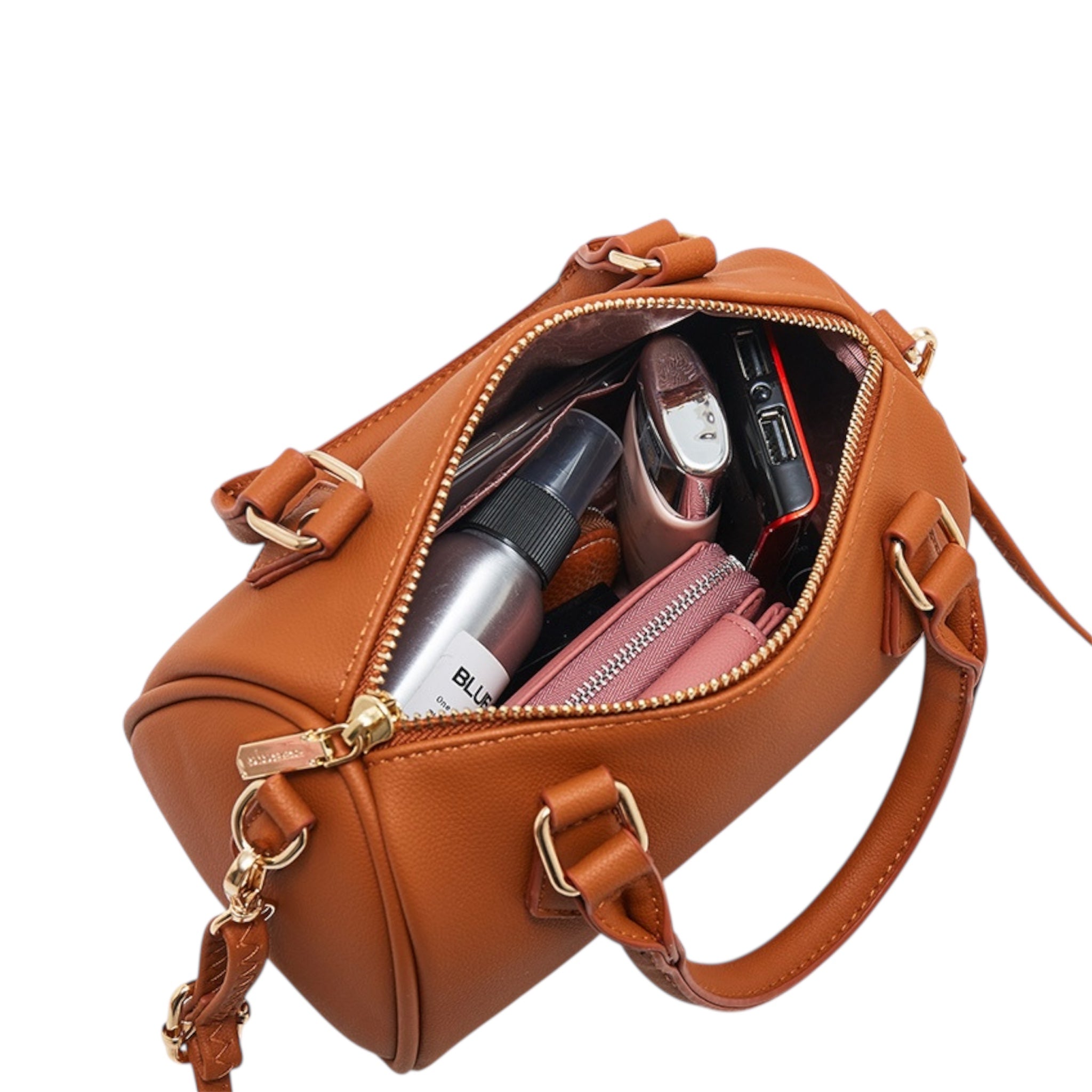 Modieuze kussentas van leer met grote capaciteit voor dames, schoudertas met meerdere ritsvakken, crossbodytas voor dames