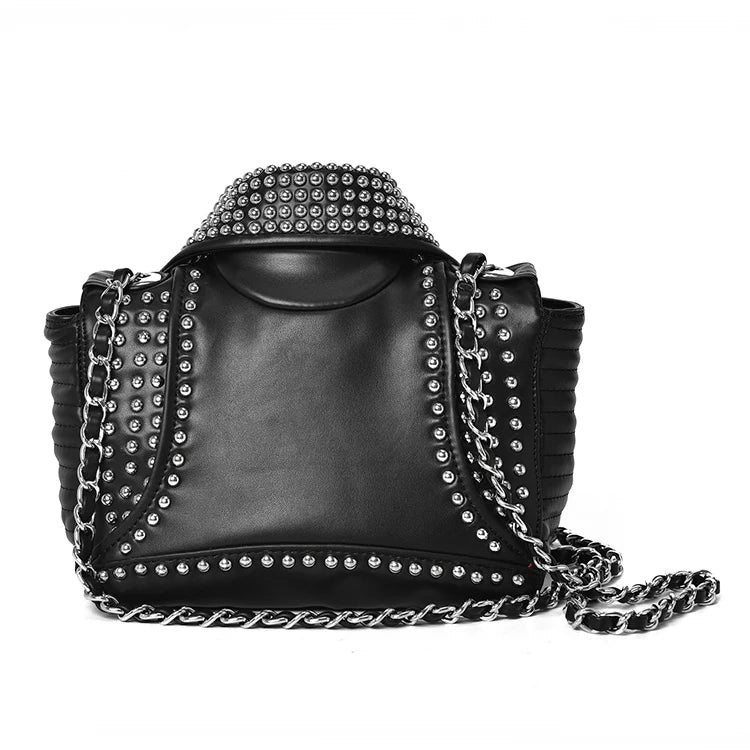 Luxe schoudertas voor dames, origineel leer, grote capaciteit, crossbodytas met gepersonaliseerde kledingklinknagels, schoudertas voor dames