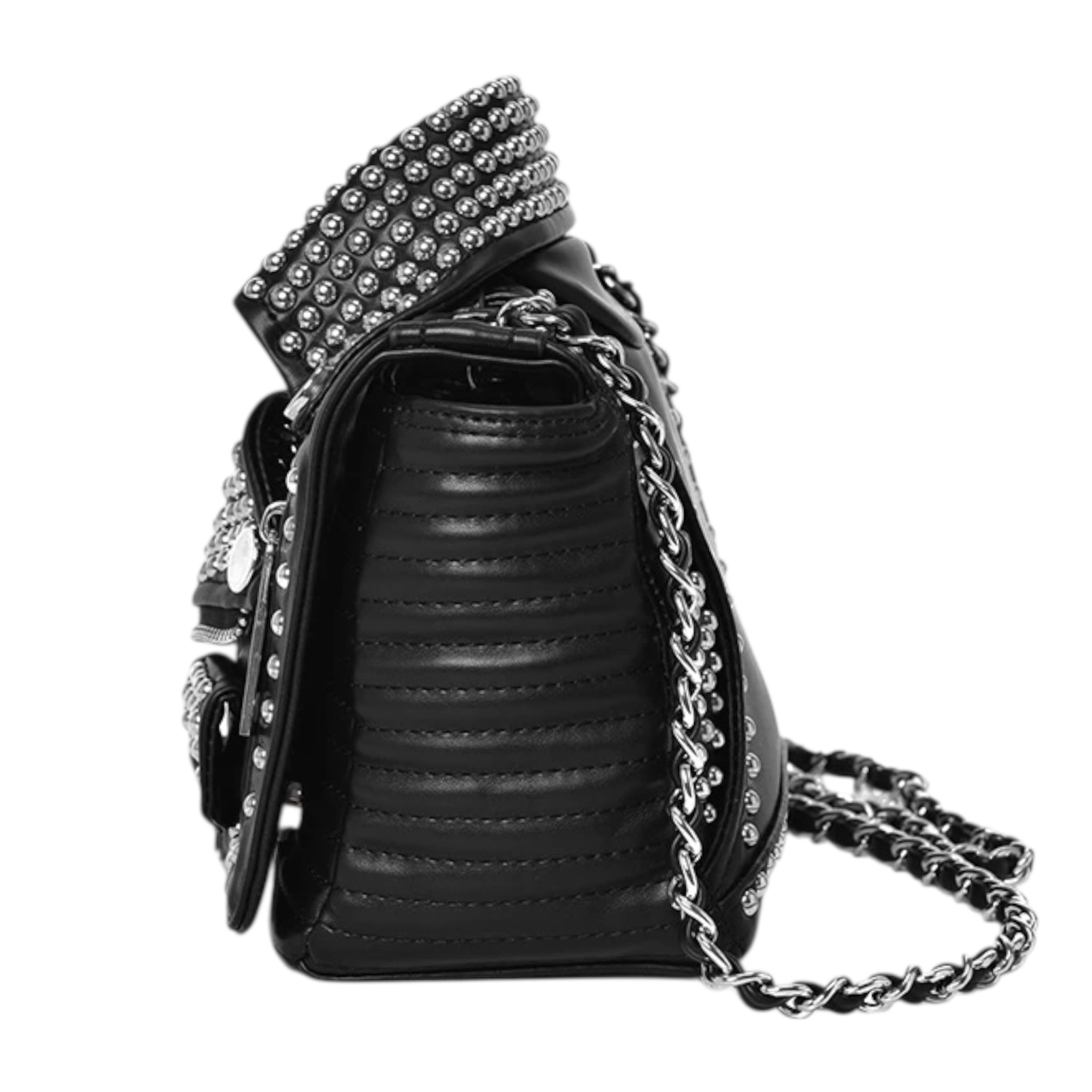 Luxe schoudertas voor dames, origineel leer, grote capaciteit, crossbodytas met gepersonaliseerde kledingklinknagels, schoudertas voor dames