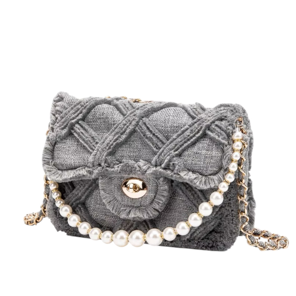 Women's  Fashionabe Shoulder Bag Large Capacity Crossbody Bag Women's Fashion Lingge Pearl Cloth  Shoulder Messenger Bag