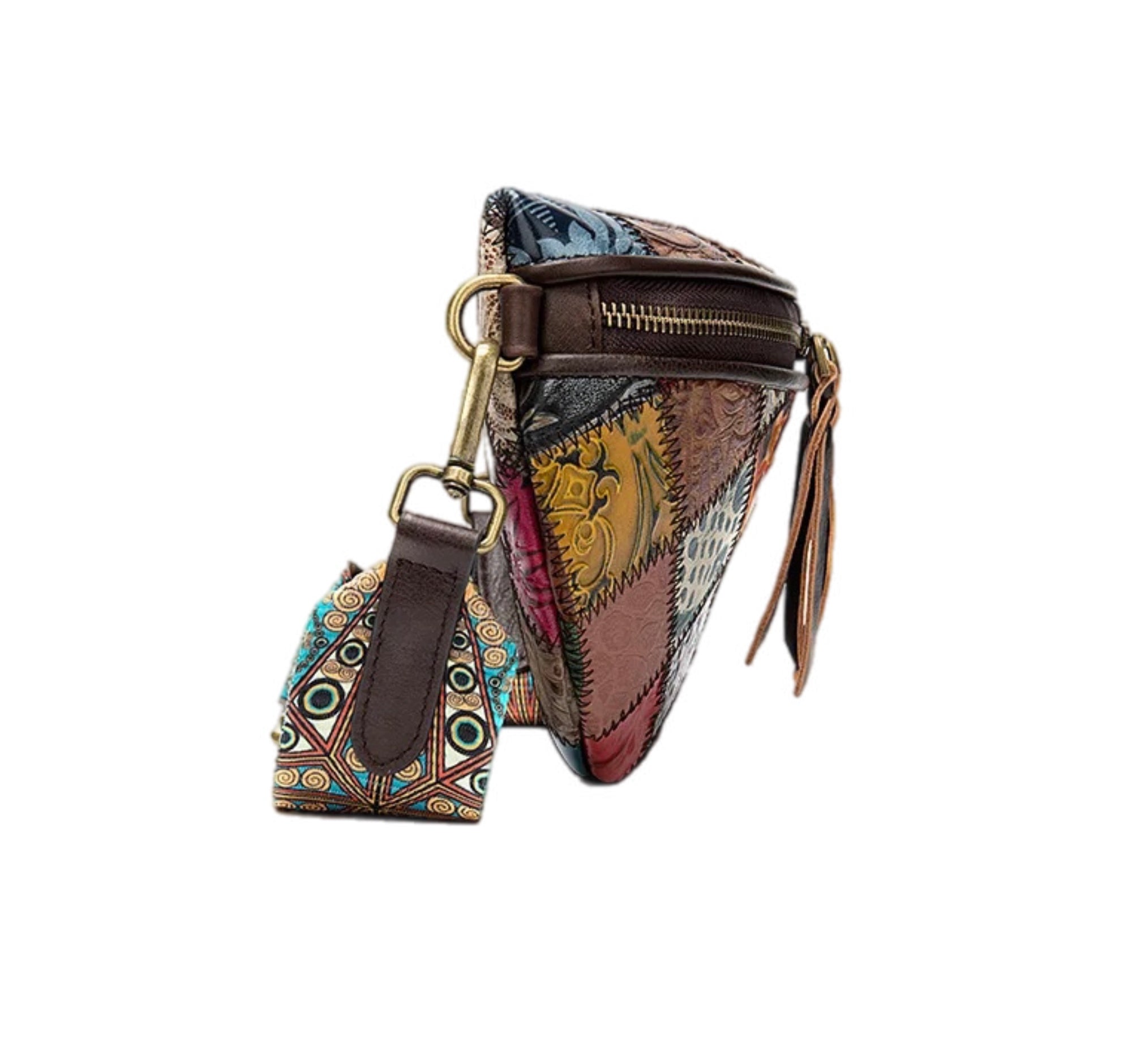 Women's Crossbody Bag Large Capacity Zipper Pocket Original Leather Stitching Fashion Embossed Crossbody Chest bag