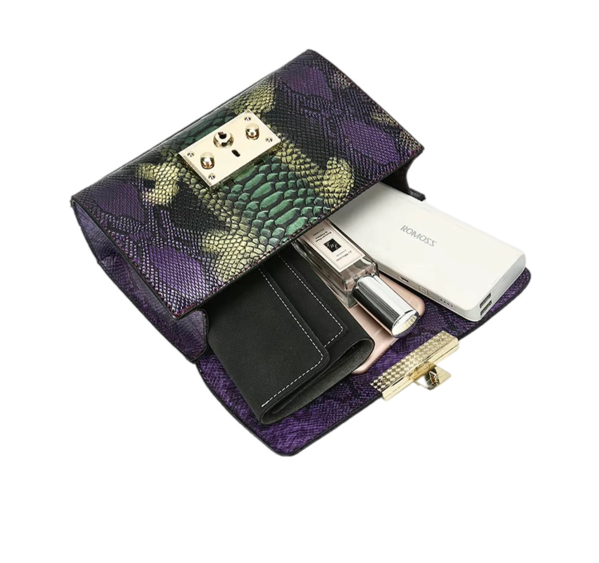 Damesmode Schoudertas met slot en ketting, kleine vierkante tas, originele leren tas, grote capaciteit dames schoudertas