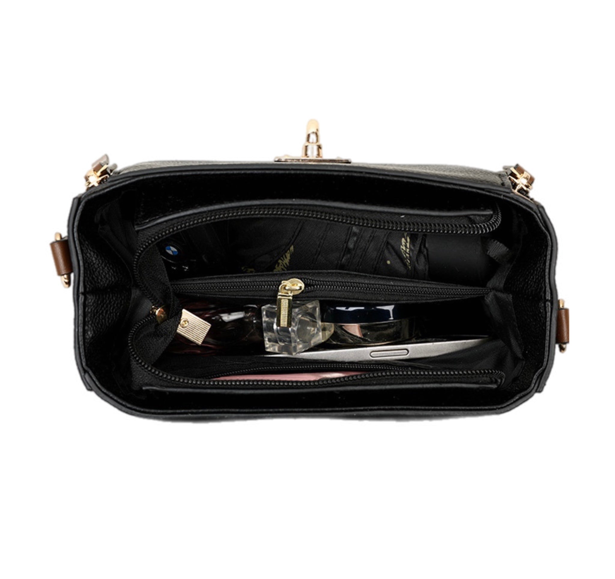 Modieuze schoudertas voor dames, handtas met meerdere zakken, grote capaciteit, originele leren retro draagbare schoudertas voor dames
