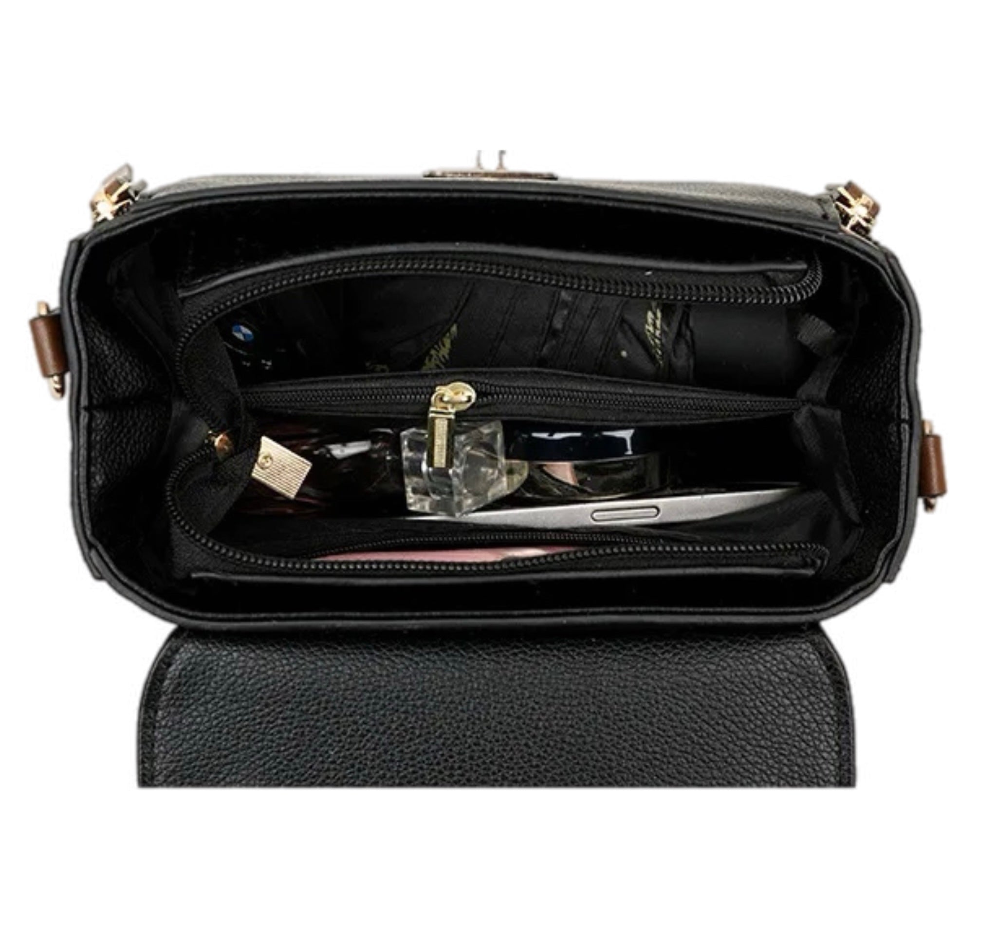 Modieuze schoudertas voor dames, handtas met meerdere zakken, grote capaciteit, originele leren retro draagbare schoudertas voor dames