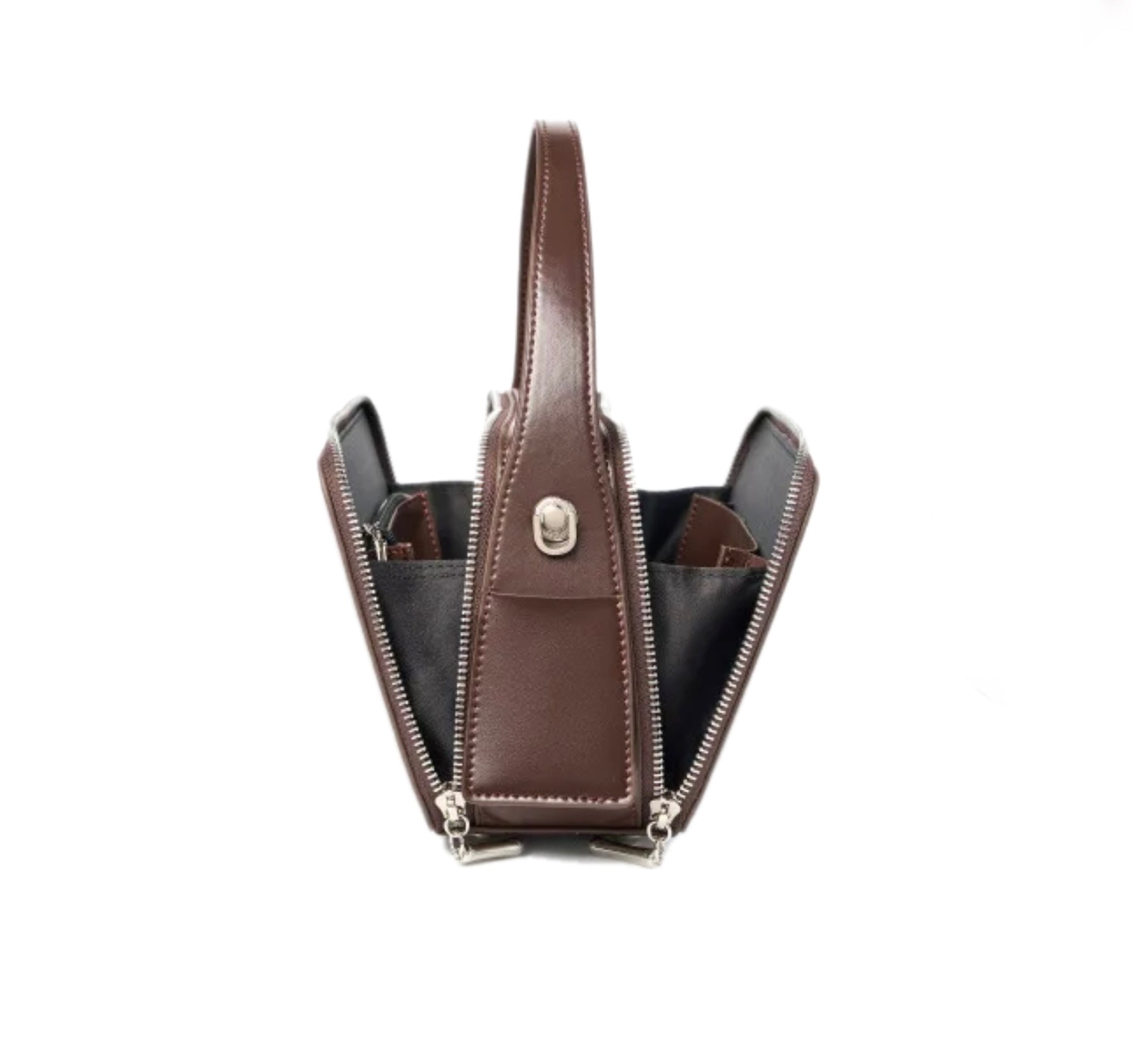 Women's Genuine Leather Shoulder Bag Multi Zipper Pocket Large Capacity Crossbody Bag Fashionable Women's Shoulder Bag