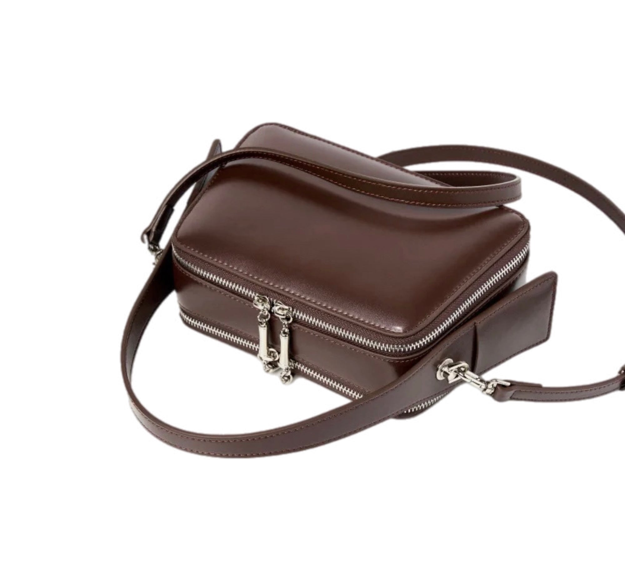 Women's Genuine Leather Shoulder Bag Multi Zipper Pocket Large Capacity Crossbody Bag Fashionable Women's Shoulder Bag