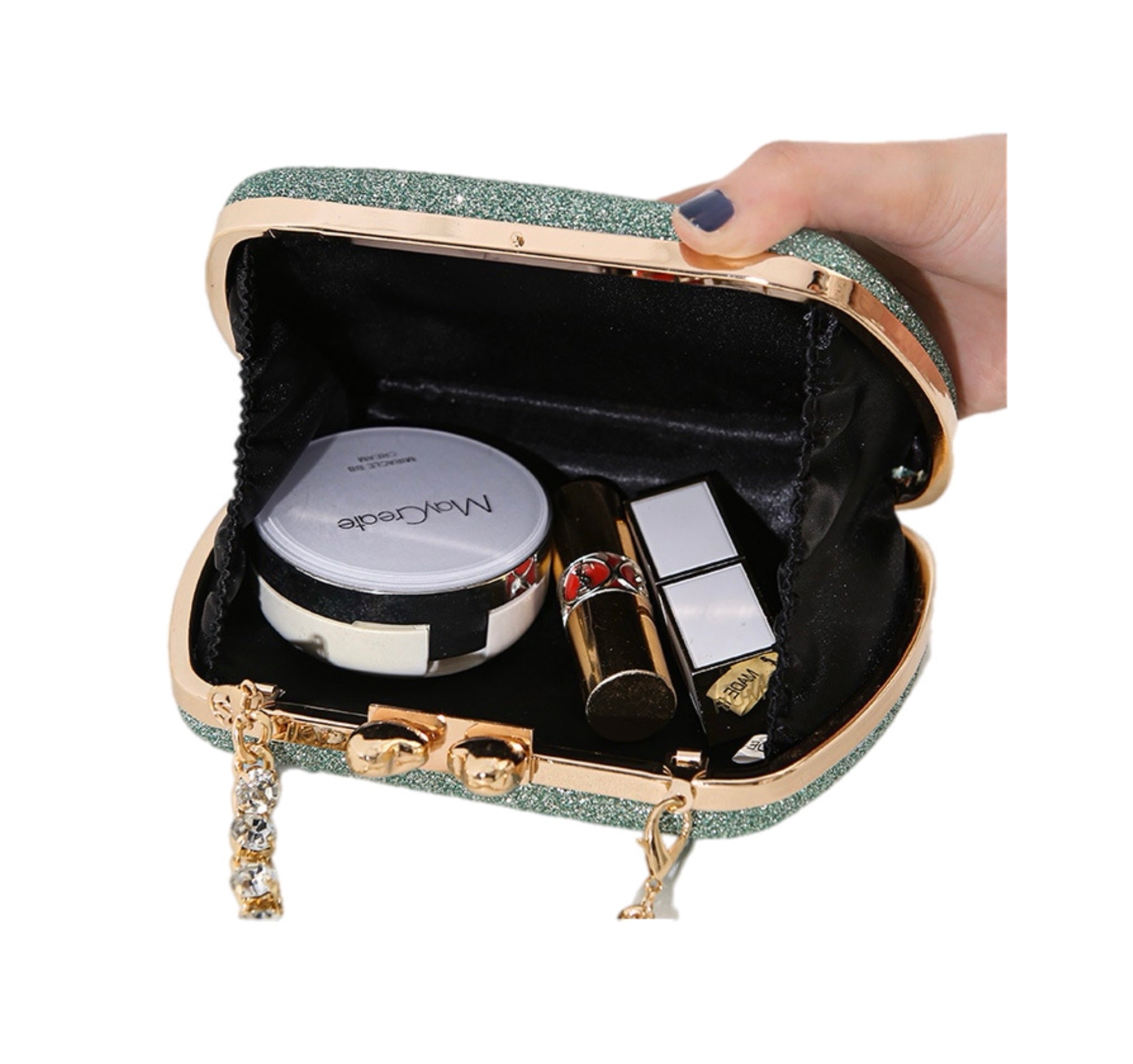 Women's Luxury Handbag Large Capacity Shoulder Bag Rhinstone Crafted Chain Handheld Women's Crossbody Small Square Bag - Acquisti Online