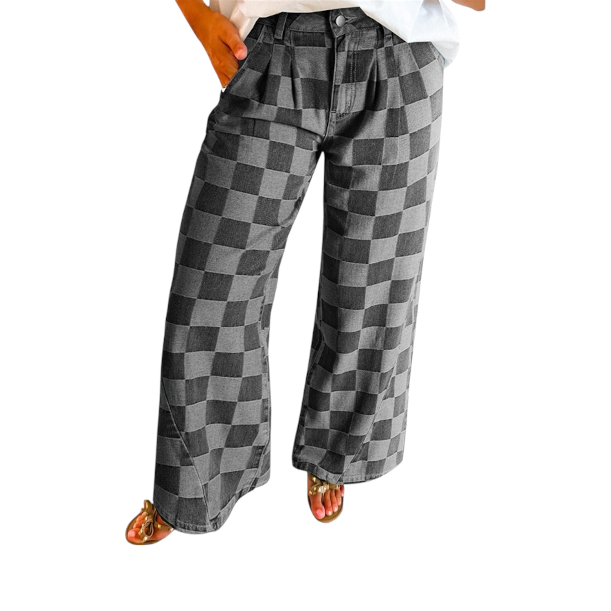 Pantaloni larghi alla moda da donna, a gamba larga, nuovi, larghi, a vita alta, casual, alla moda, da donna