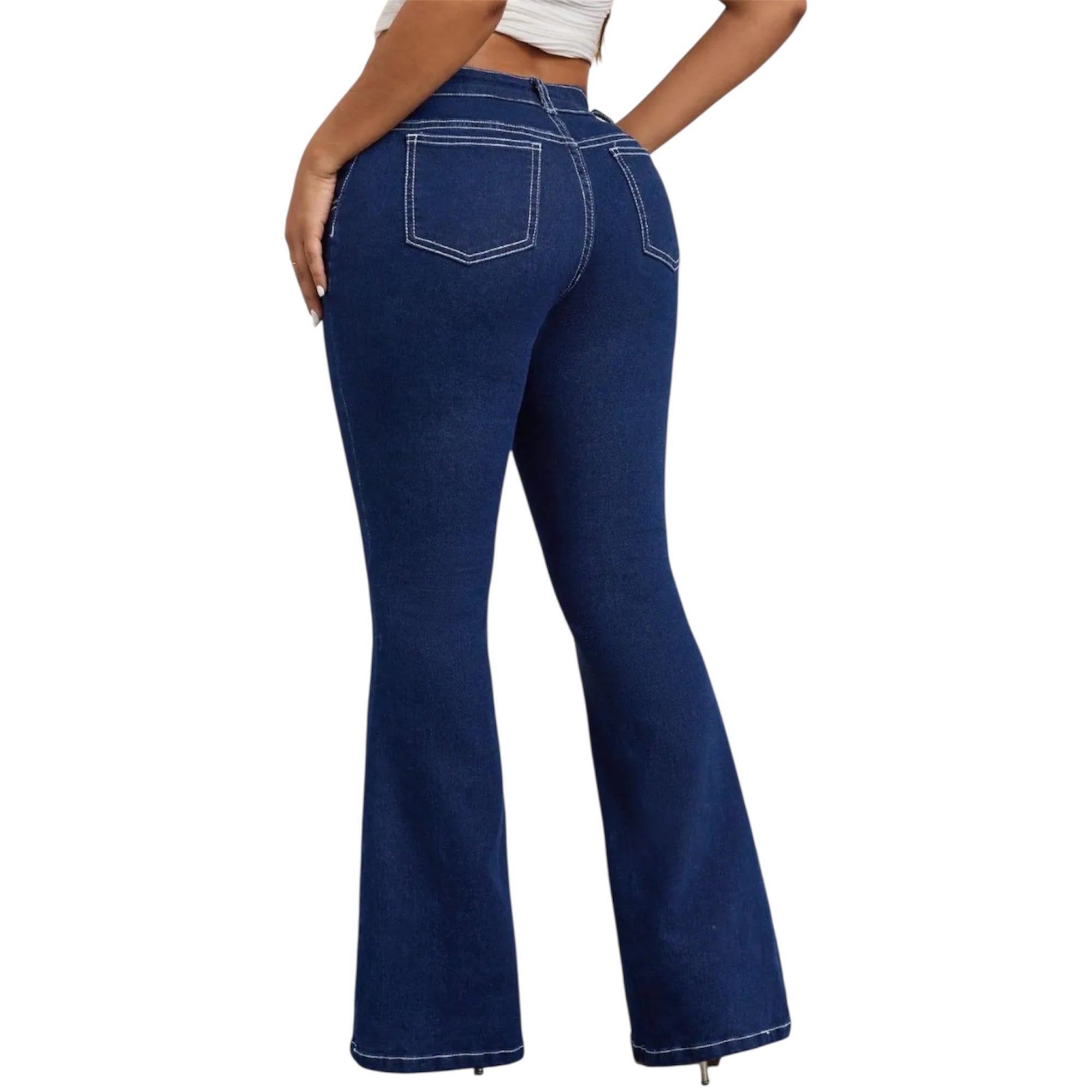 Women Fashionable Cargo Skinny Waist Body Shaper Trousers Buttlifter Casual Boot Cut Design Denim Breathable Jeans