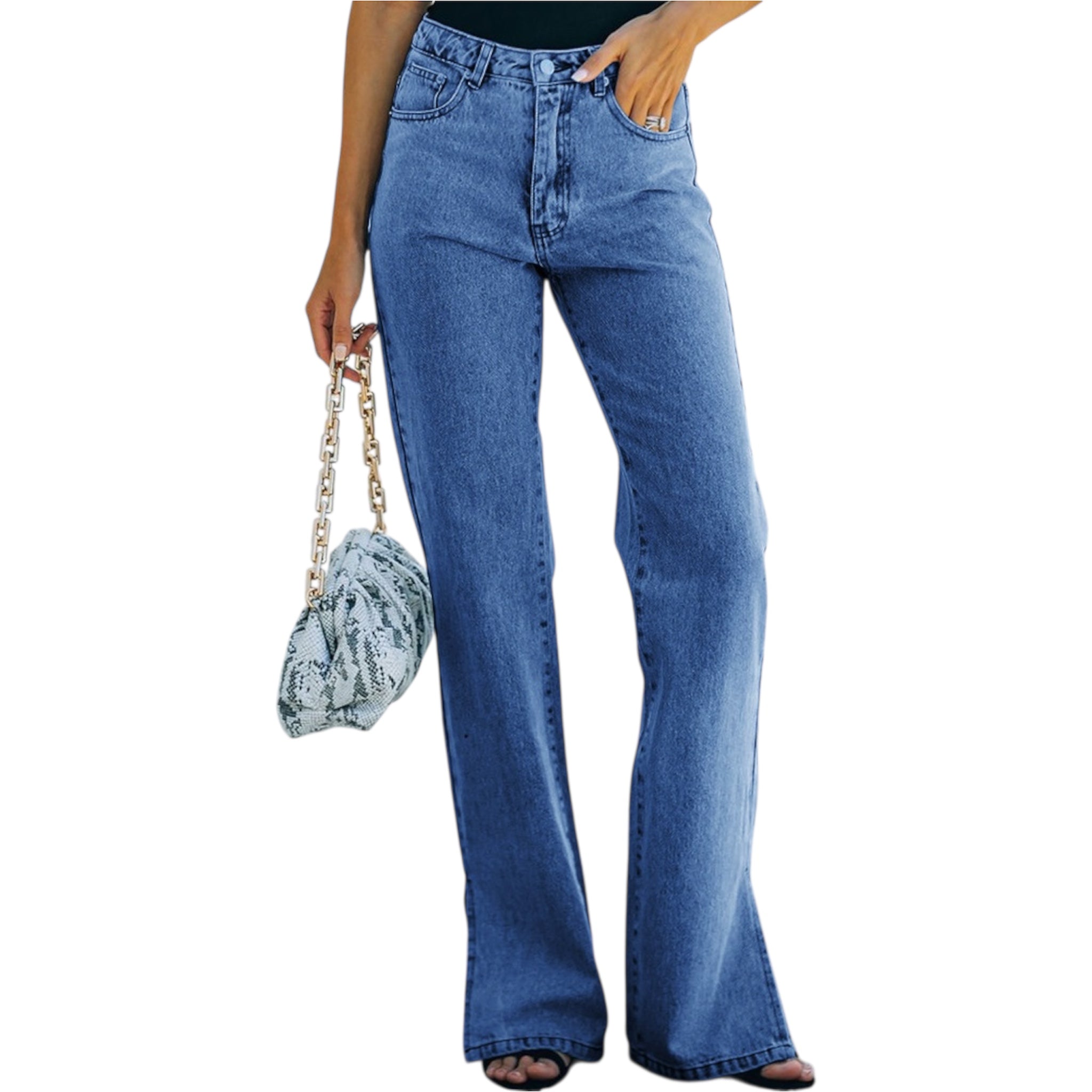 Women's Jeans Fashionable High Waist Straight Pant Fashion Loose Jeans Vintage Solid Color Women's Denim Jeans - Acquisti Online