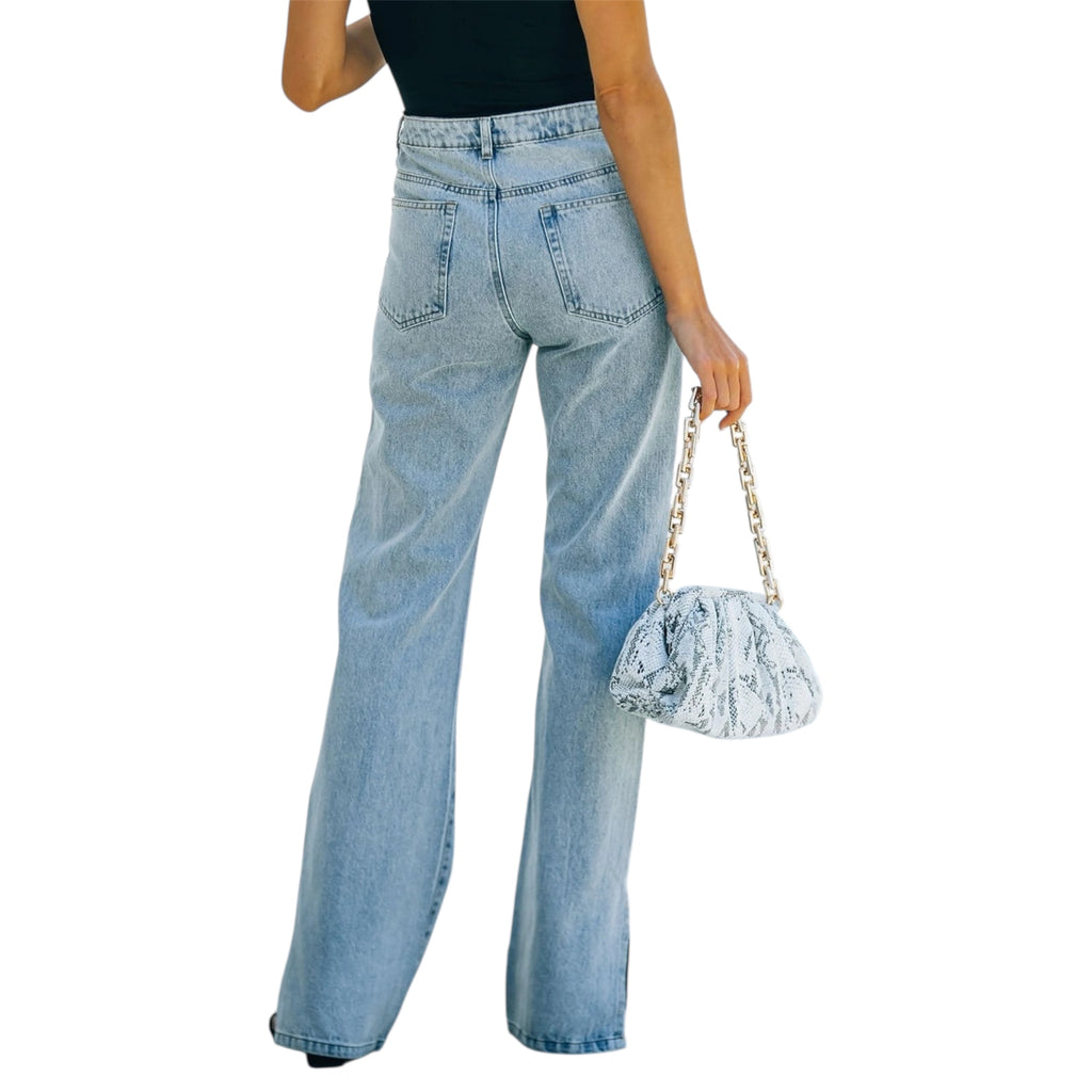 Women's Jeans Fashionable High Waist Straight Pant Fashion Loose Jeans Vintage Solid Color Women's Denim Jeans