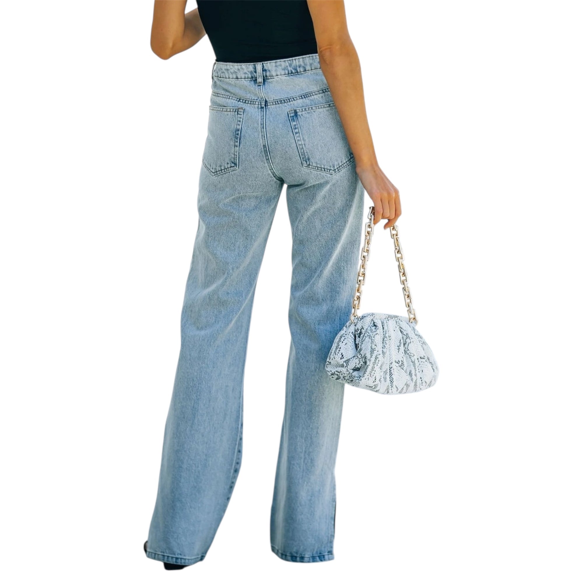 Women's Jeans Fashionable High Waist Straight Pant Fashion Loose Jeans Vintage Solid Color Women's Denim Jeans