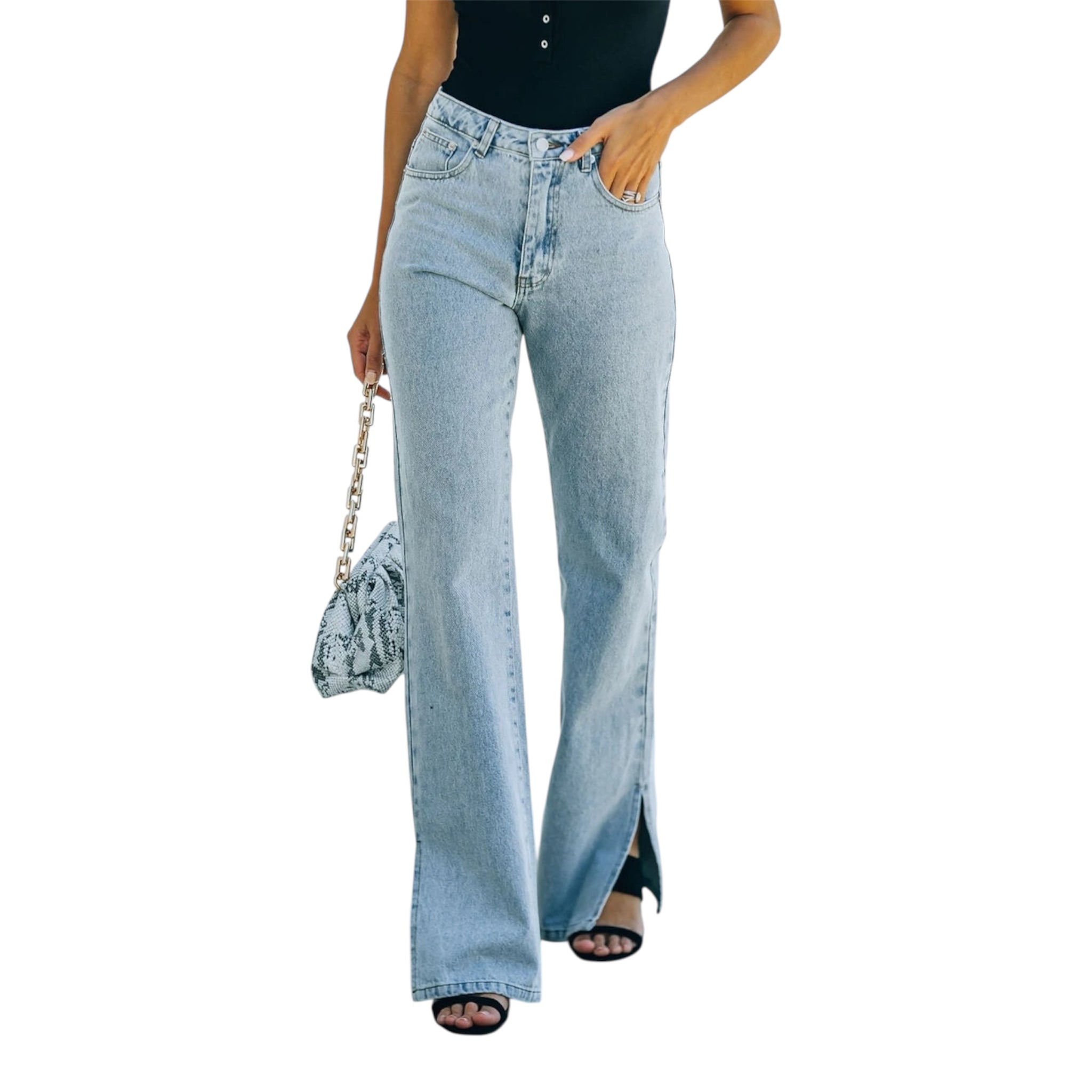 Women's Jeans Fashionable High Waist Straight Pant Fashion Loose Jeans Vintage Solid Color Women's Denim Jeans - Acquisti Online