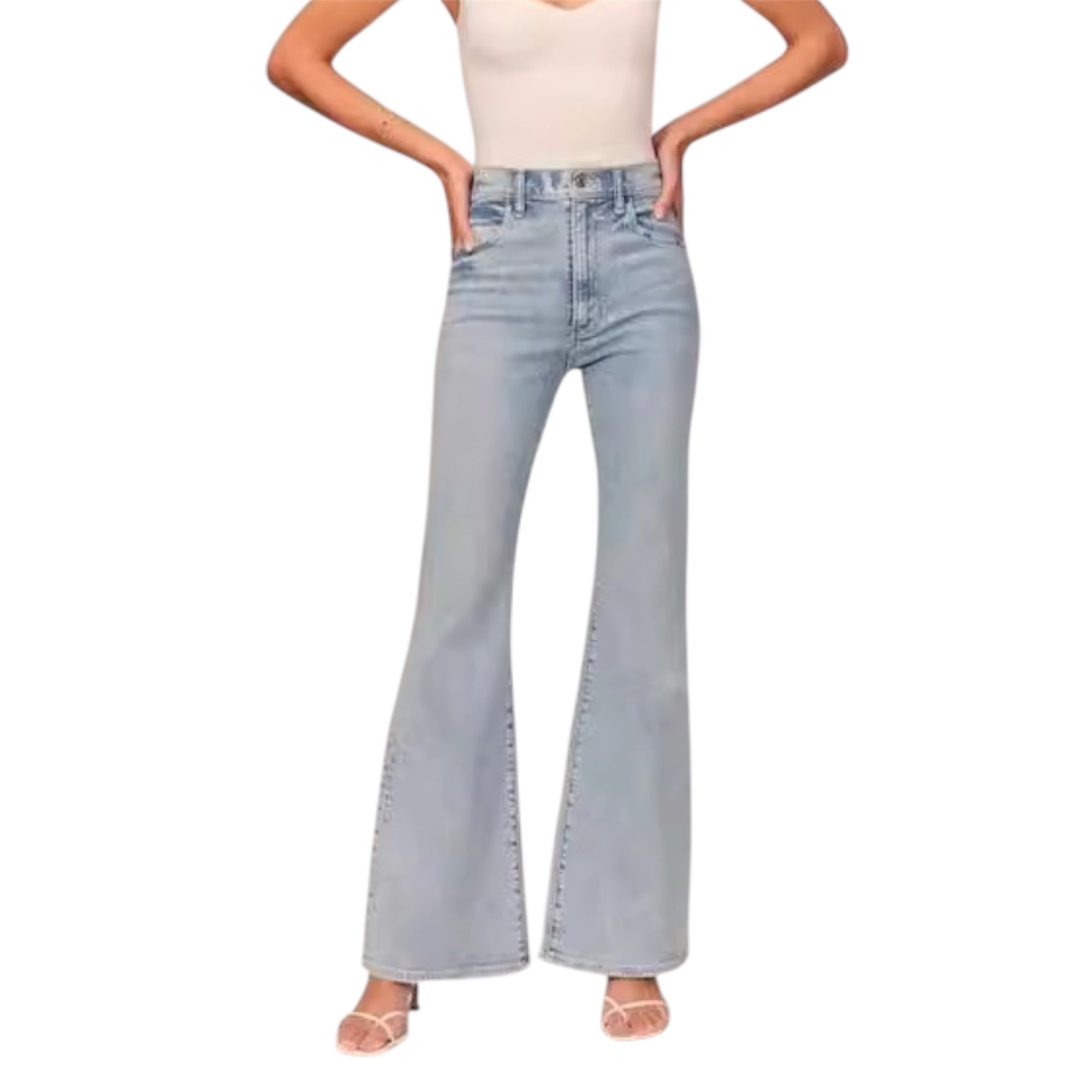 Women's Fashionable Casual Solid Color Jeans Vintage Denim Ladies Jeans Women's Fashion High Waist Wide Leg Jeans