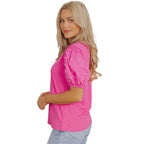 Women's Fashionable Solid Color Round Neck Pullover Simple Women's Sleeve Casual Women's Fashionable Short Dress