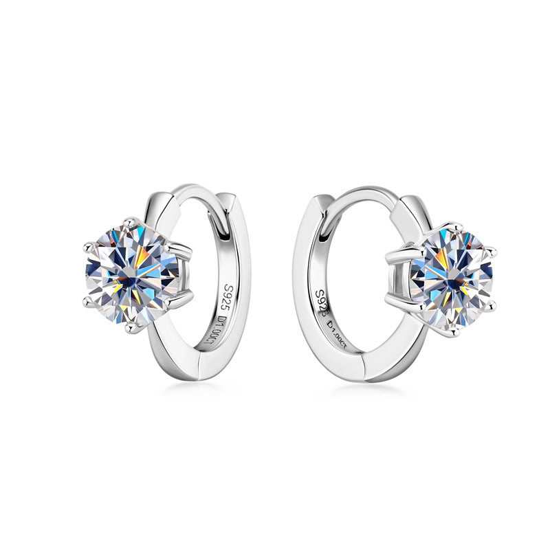 Women Luxury Earrings Fashion Moissanite Diamond S925 Silver Earrings High Quality Solitaire Hoops Women's Earrings