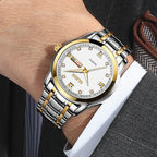 Olevs Man Business Casual Fashion Watch Automatic Quartz Movement Watch Steel Band Waterproof Men's Watch