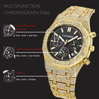 Gold wristwatch with detailed face and CAGARNY branding on a black background