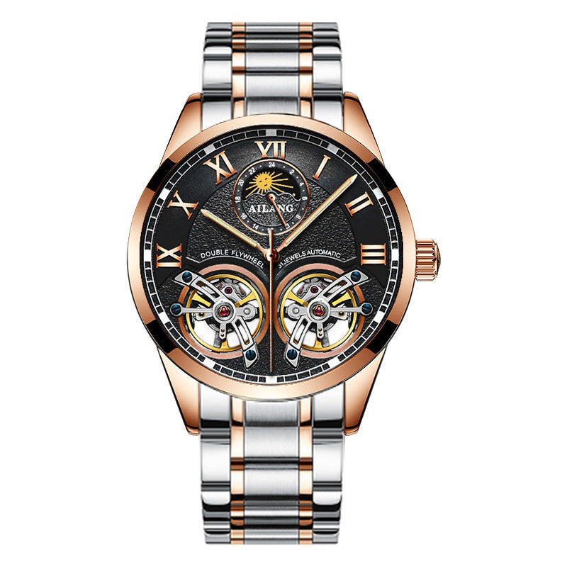 AILANG Men's Automatic Watch Stainless Steel Waterproof Mechanical Watch Leather Belt Automatic Movement Men Watch