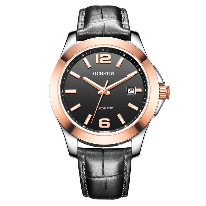 OCHSTIN Men's Automatic Mechanical Watch Original Leather Band Stainless Steel Waterproof Men Mechanical Watch