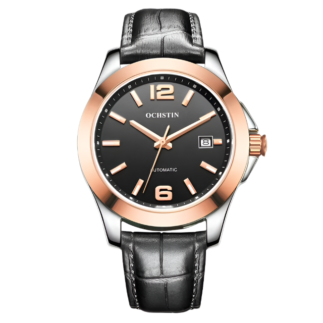 OCHSTIN Men's Automatic Mechanical Watch Original Leather Band Stainless Steel Waterproof Men Mechanical Watch