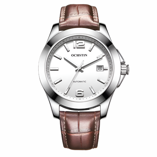 OCHSTIN Men's Automatic Mechanical Watch Original Leather Band Stainless Steel Waterproof Men Mechanical Watch