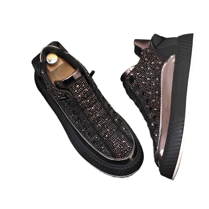 Men's Luxury Glamorous Rhinestone Casual Prom Sneakers Slip-On Shoes Zapatos Hombre Men's Fashion Sneaker Shoes