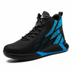 Men's Fashion Sports Sneakers Shoes Flying Woven Steel Toe Caps Anti-Smashing High-Top Breathable Men Casual Shoes