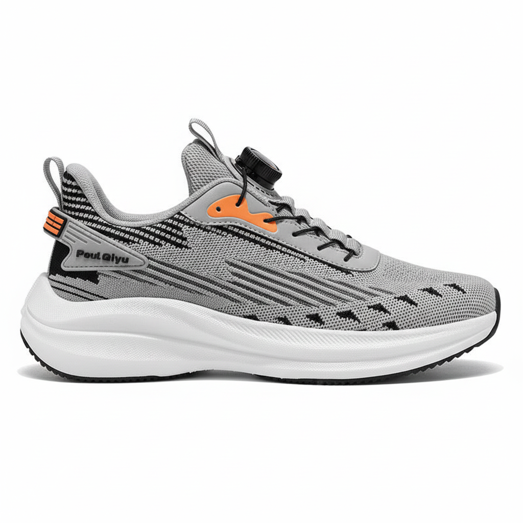 Men's Fashionable Sports Shoes Lightweight Breathable Rotating Buckle Fly-kit Mesh Casual Sports Running Men's Shoes