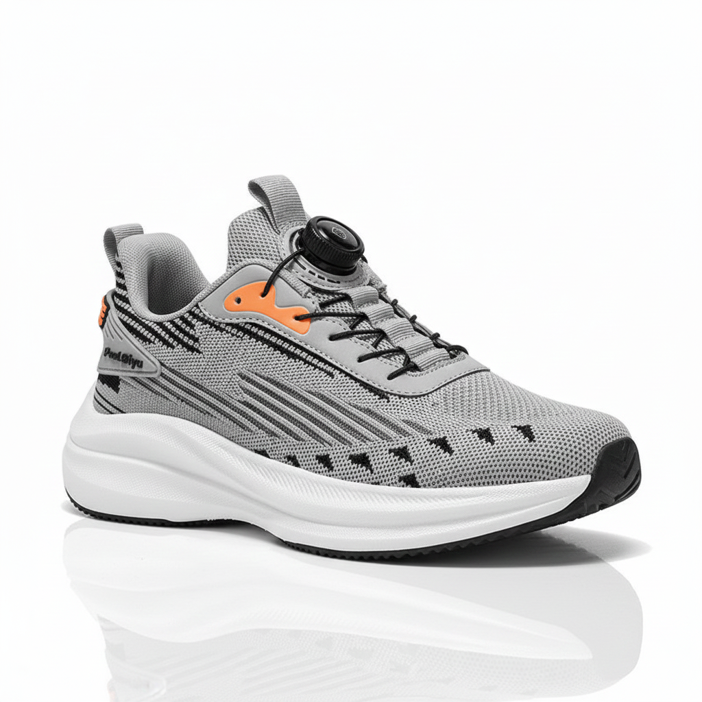 Men's Fashionable Sports Shoes Lightweight Breathable Rotating Buckle Fly-kit Mesh Casual Sports Running Men's Shoes