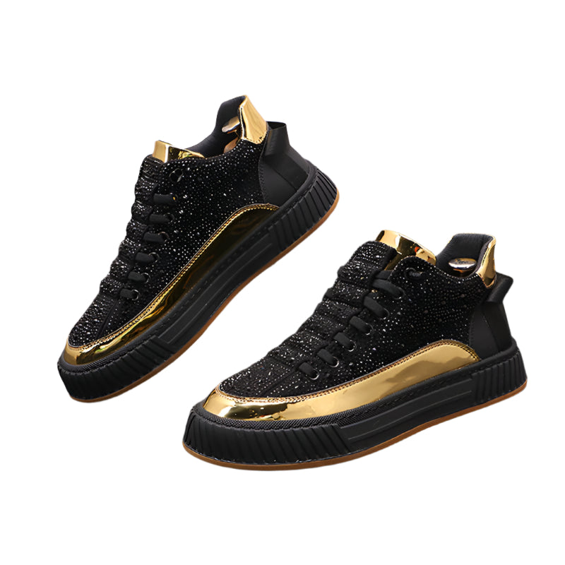 Men's Luxury Glamorous Rhinestone Casual Prom Sneakers Slip-On Shoes Zapatos Hombre Men's Fashion Sneaker Shoes