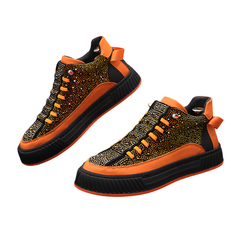 Men's Luxury Glamorous Rhinestone Casual Prom Sneakers Slip-On Shoes Zapatos Hombre Men's Fashion Sneaker Shoes